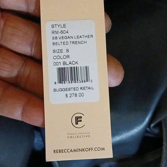 Rebecca Minkoff Sb Vegan Leather Coat W/belt - Picture 9 of 9